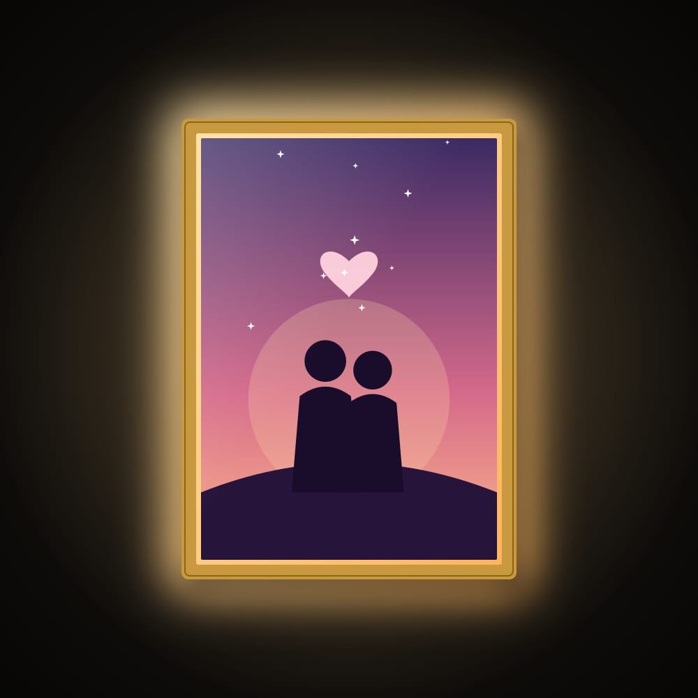 Couple Memories LED Frame - glowing frame (sample illustration)